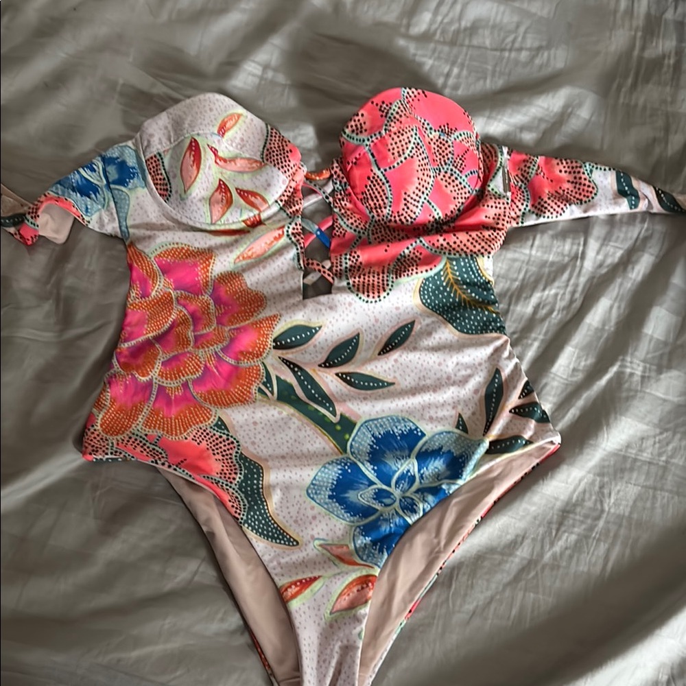 Mara Hoffman Coral and Mint Patterned Swimwear